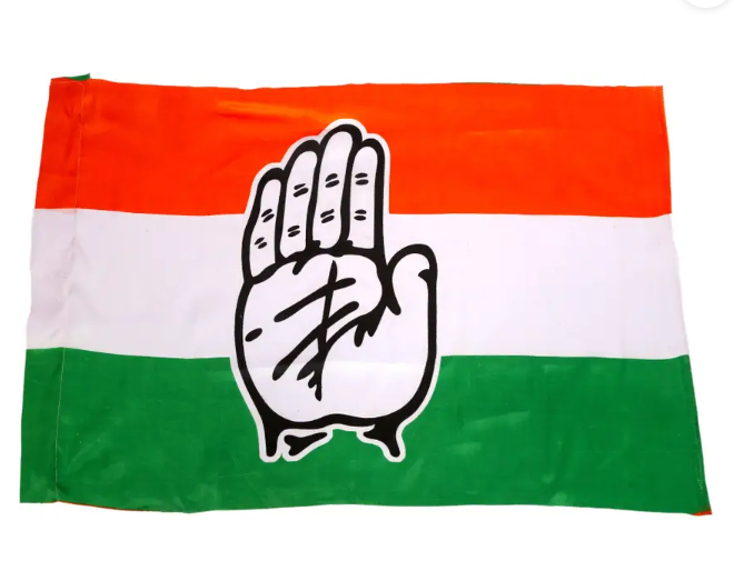 OMG Congress Flag / Election Flag / Political Flag / Congress Party Flag Size 20X30 Inch (Small Size) Pack of 10 Pc Rectangle Outdoor Flag  (Satin)